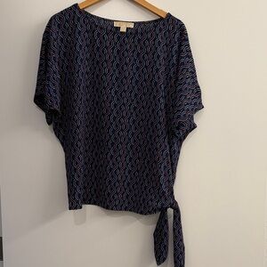 Michael Kors Navy and Red Patterned Blouse